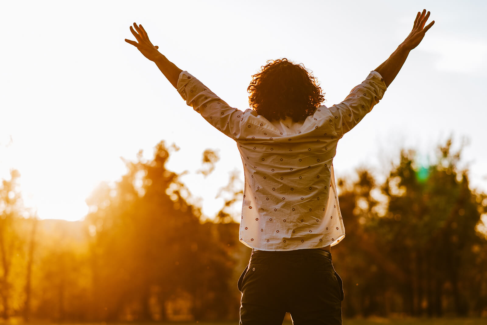 Image of a man standing outside with his arms raised above his head feeling free. If you are struggling to heal from trauma, depression, or anxiety, discover how a skilled EMDR therapist in Raleigh, NC can help you heal.